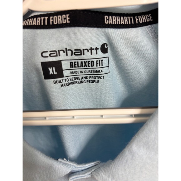 Carhartt Mens XL Blue Short Sleeve Force Relaxed Fit Polo Shirt Pocket Logo - Picture 4 of 5